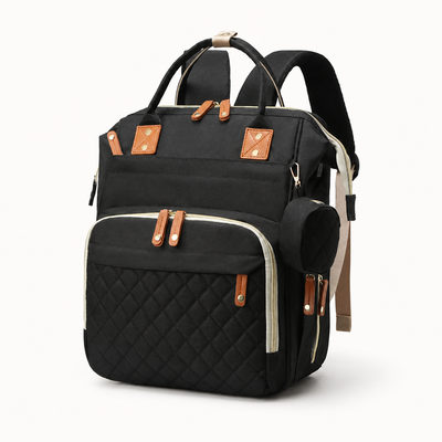 Sac à dos à langer noir NOLIERA présenté de face pour un comparatif chiffré