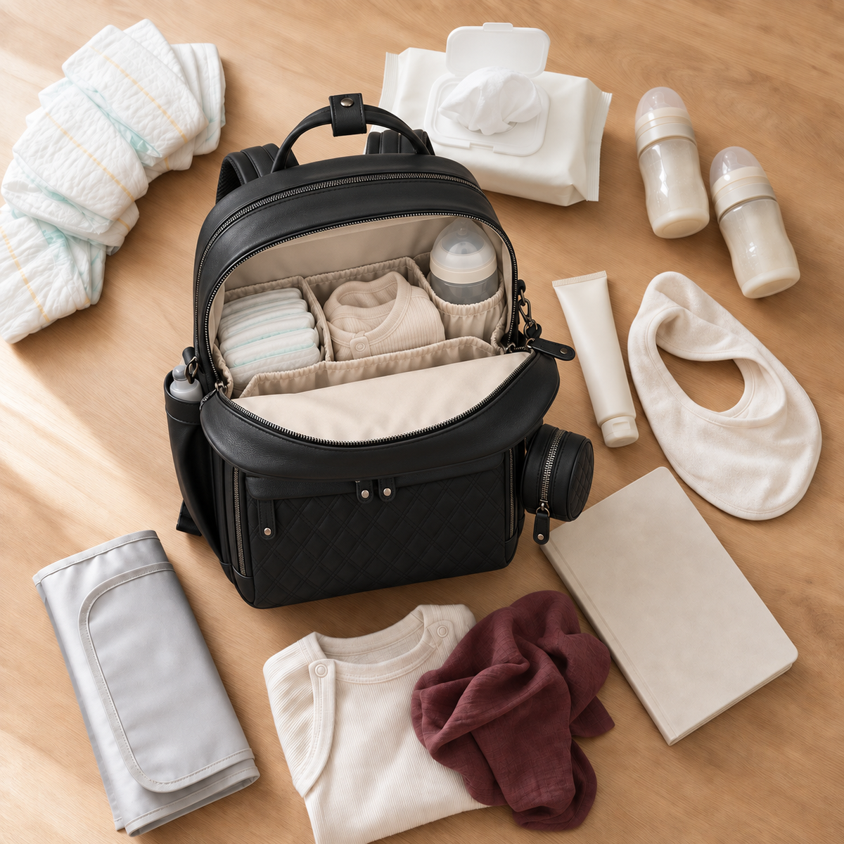 Sac à dos à langer extensible