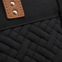 Détail du panneau tressé du sac à langer bandoulière noir | NOLIERA
