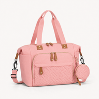 Sac à langer bandoulière rose, vue studio fond blanc | NOLIERA