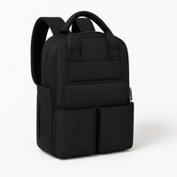 Sac à dos à langer compartimenté noir, vue studio | NOLIERA