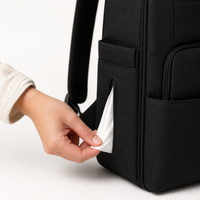 Distributeur de lingettes latéral du sac à dos à langer noir | NOLIERA