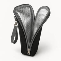 Intérieur aluminium du sac isotherme biberon noir ouvert | NOLIERA