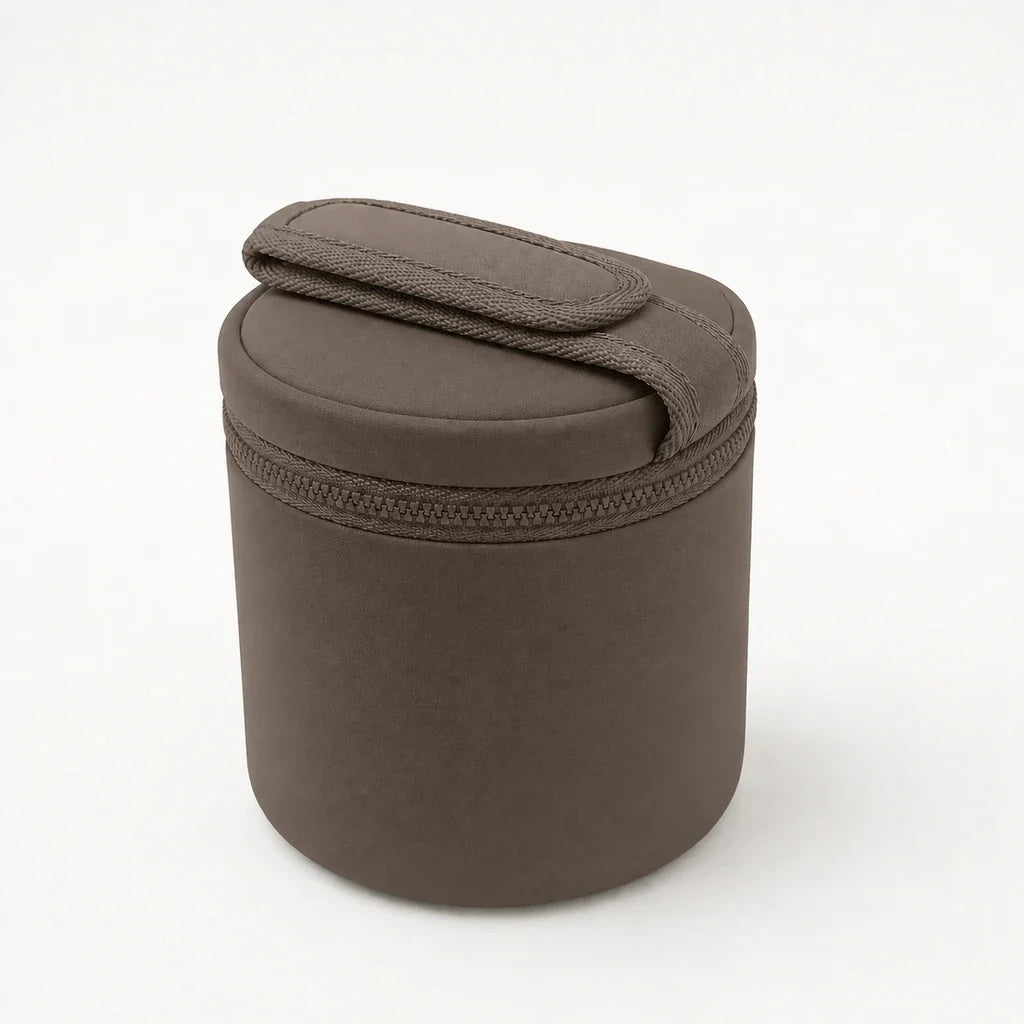 Sac isotherme à biberon gris brun en néoprène, vue studio | NOLIERA