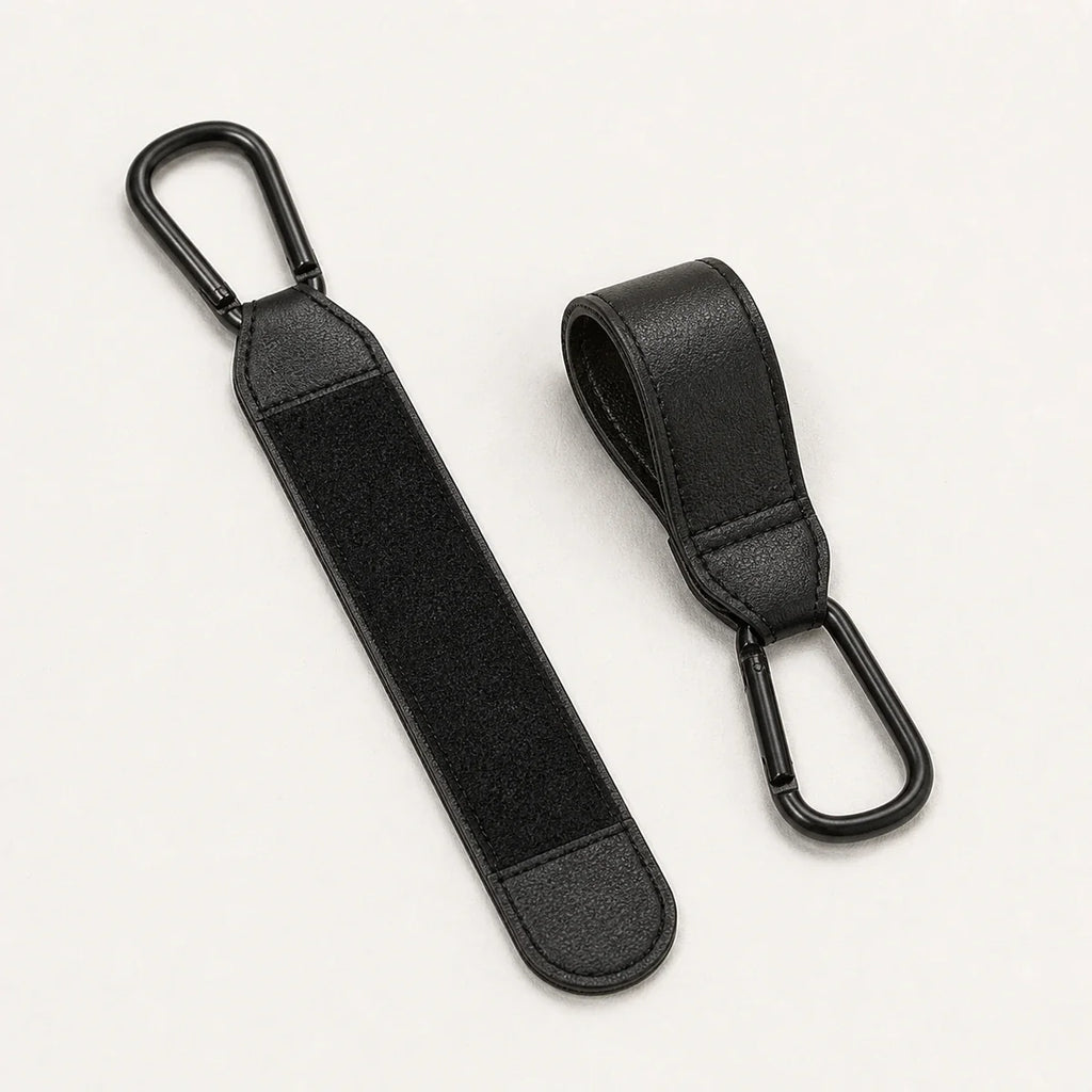 Paire de crochets de poussette noirs, vue packshot | NOLIERA