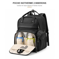 Poche isotherme pour deux biberons du sac à dos à langer extensible noir NOLIERA