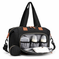 Sac à langer bandoulière noir avec compartiment isotherme pour trois biberons | NOLIERA